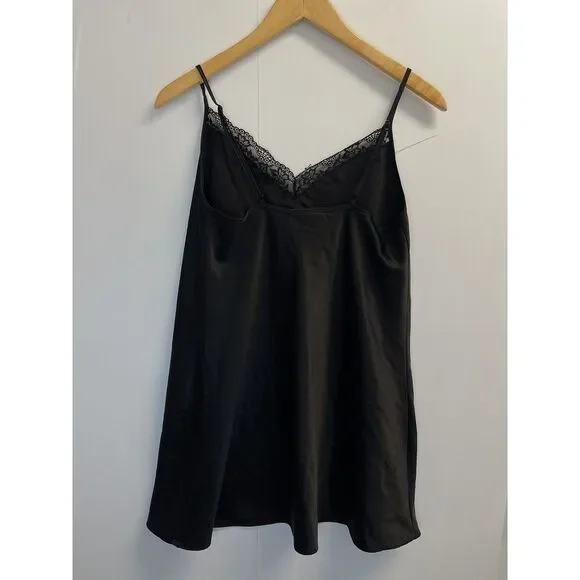 Secret Treasures Women's S Black Satin Lace Detail Slip dress Nightgown - Picture 3 of 5